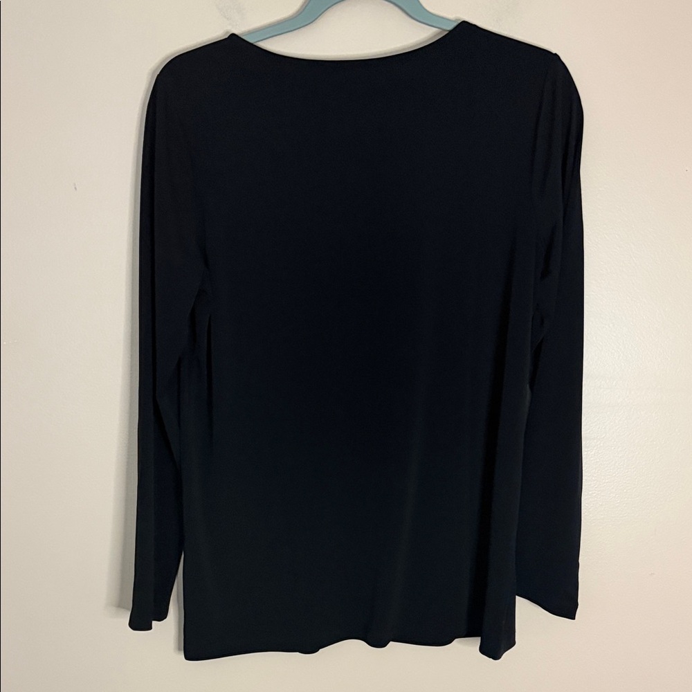 Susan Graver Black V-Neck Long Sleeve Top - Picture 6 of 7